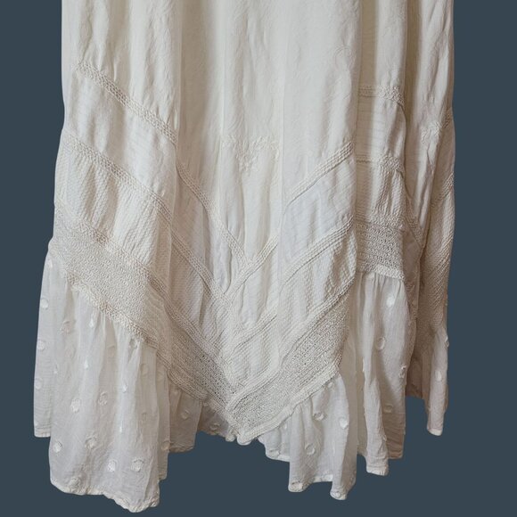 L'POGEE Boho Asymmetrical White Skirt Eyelet Detail & Crochet Layers Drawstring - Picture 15 of 16